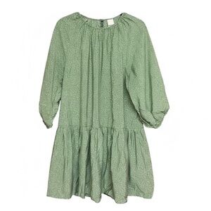 H&M Ditsy Floral Balloon Dress Green Size S